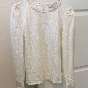 LOFT Cream Textured Blouse
